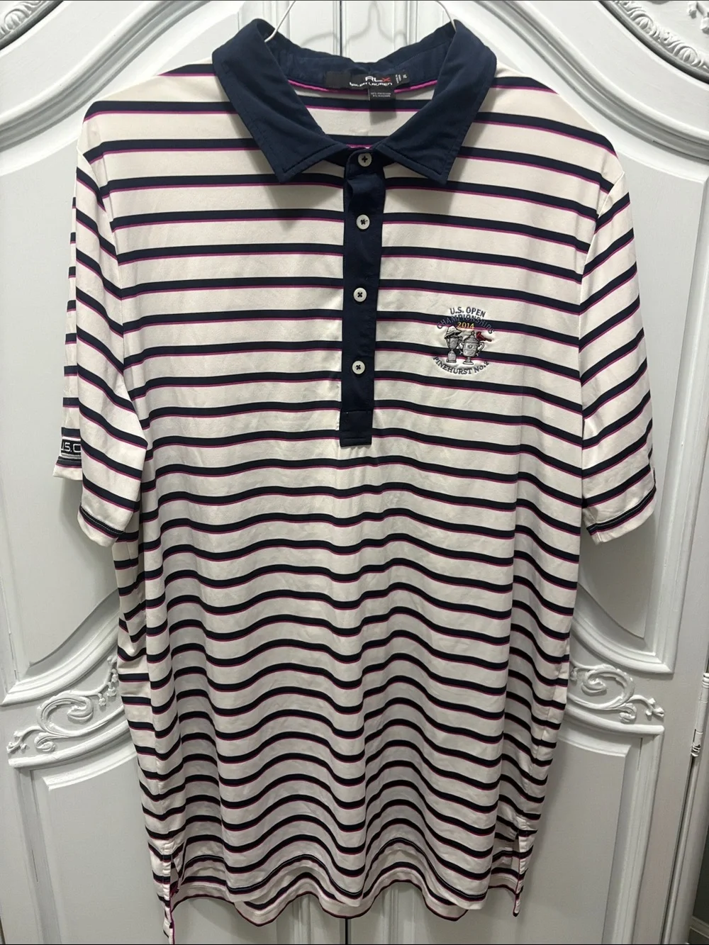 U.S. Open Striped Polo Shirt - Navy & White